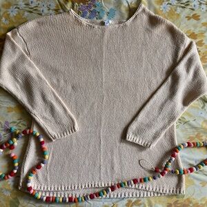 Pure Jill Cotton Knit Sweater Size Large Minimalist Scoop